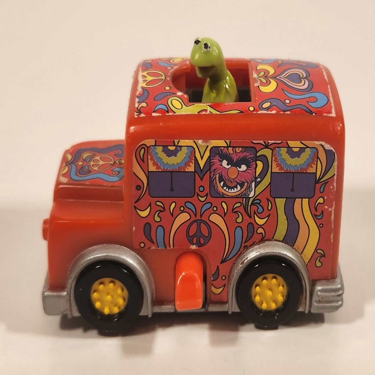 1999 Burger King The Muppets From Space Kermit Bus Wind Up 3" Plastic Toy Figure Car Vehicle