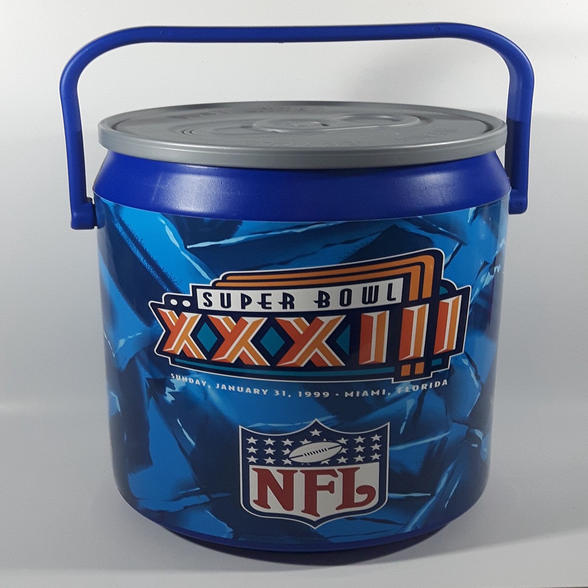 Rare Vintage Kooler Kraft Pepsi Cola Super Bowl XXXIII Sunday January 31, 1999 Miami Florida Can Shaped 13 1/2" Tall Beverage Drink Camping Cooler with Handle