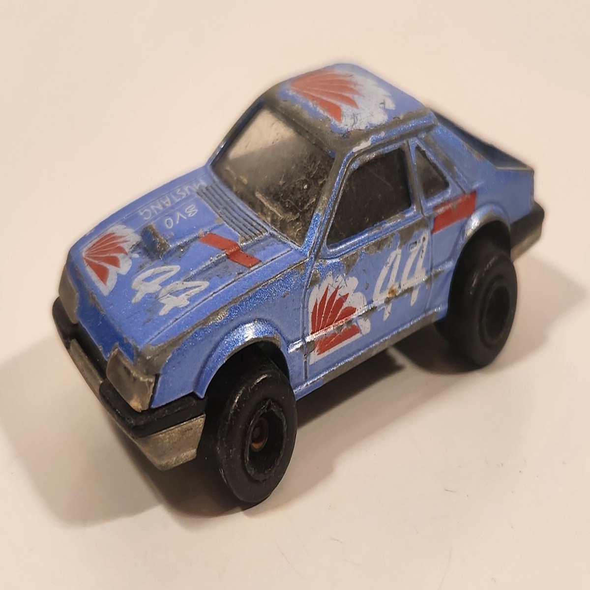 Vintage Majorette No. 220 Mustang SVO Blue 1/59 Scale Die Cast Toy Car Vehicle with Opening Hatch