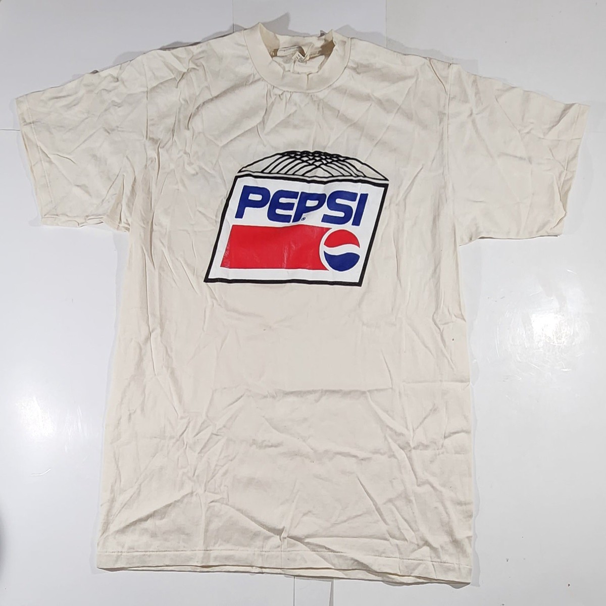 Oneita Power-T Pepsi Cola Henderson Excelsior Motor Mfg And Supply Co. Chicago U.S.A. X Large Cream White T-Shirt