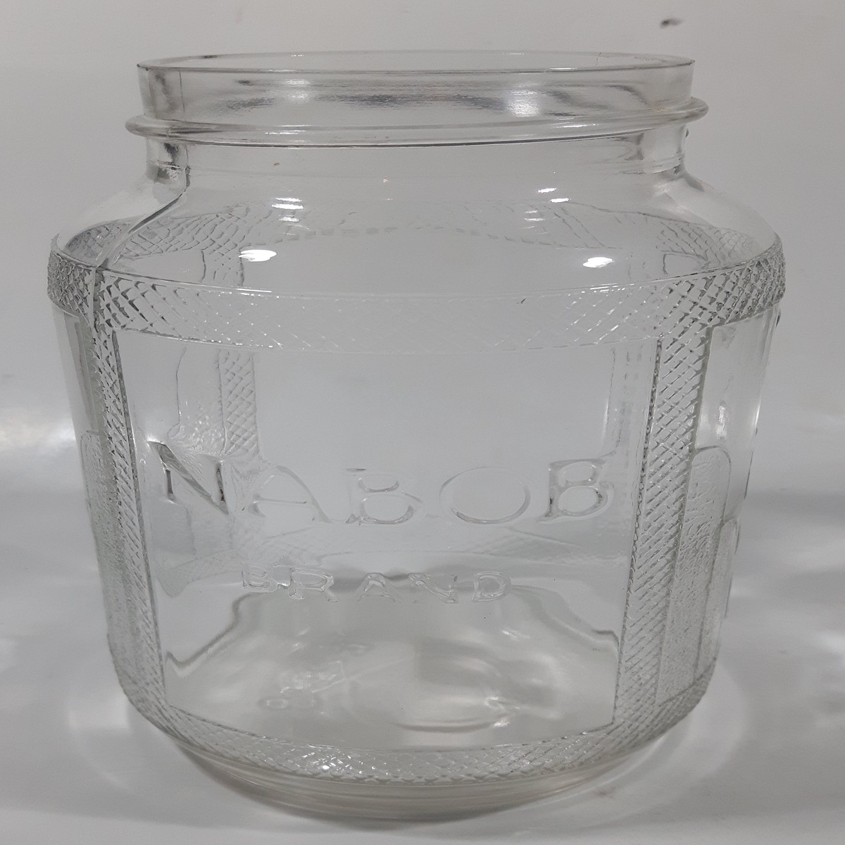 Vintage Nabob Brand Coffee 7" Tall Embossed Glass Jar