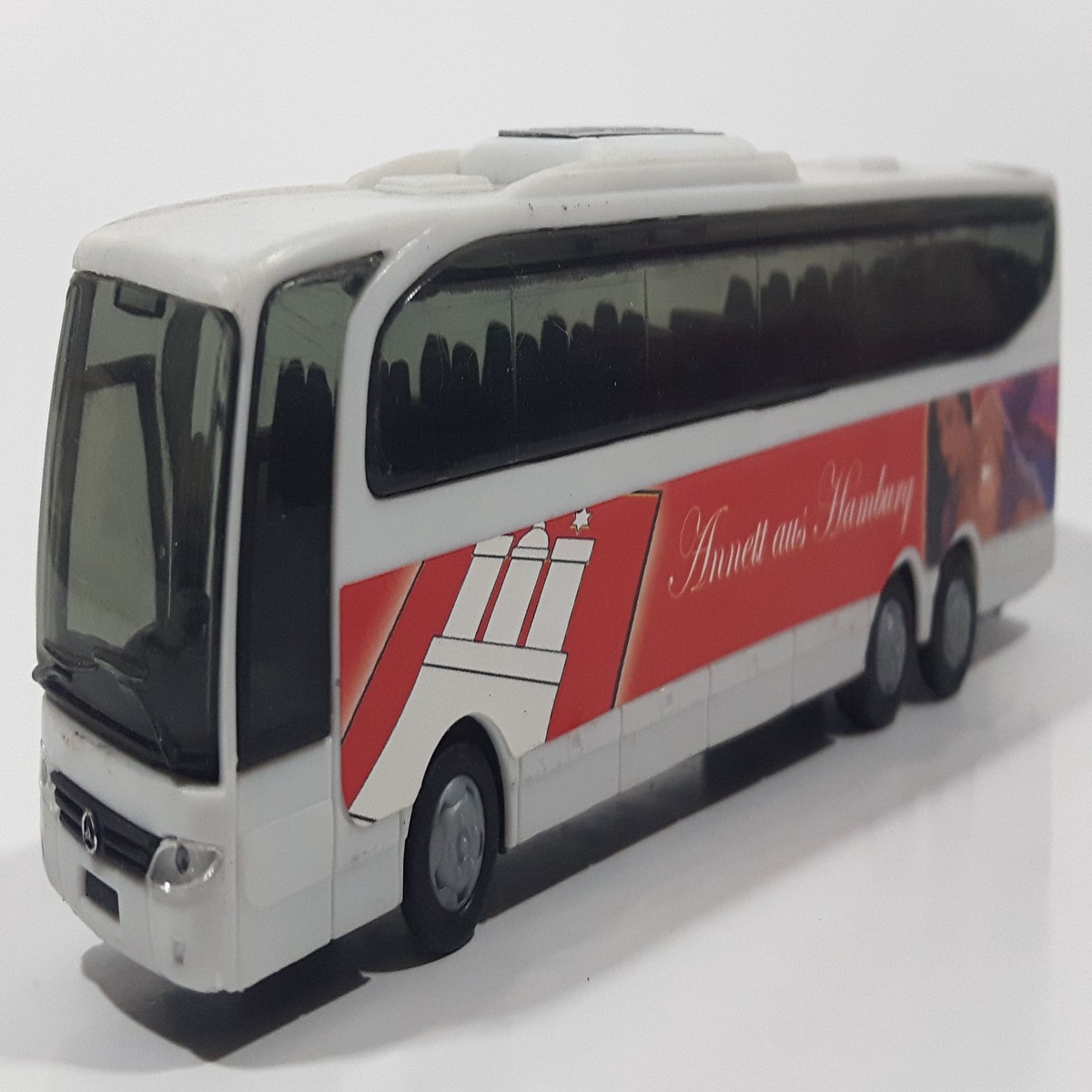 Rare Erotikserie No. 14 Limited Edition Mercedes-Benz Travego Reisebus Bus No. WG-155 Annett aus Hamburg White 1:87 Scale Plastic Die Cast Toy Car Vehicle